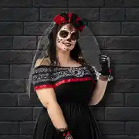 Disfarces e maquilhagem de Catrina e Dia dos Mortos