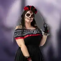 Disfarces e maquilhagem de Catrina e Dia dos Mortos