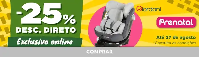 25% de desconto direto em seleção de artigos para bebe | Prenatal