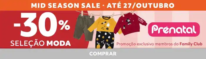 -30% em MODA para membros do Family Club | Prénatal