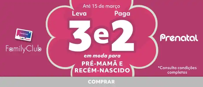 Leva 3 e Paga 2 em Moda para Pré-mamã e Recém-nascido | Prénatal