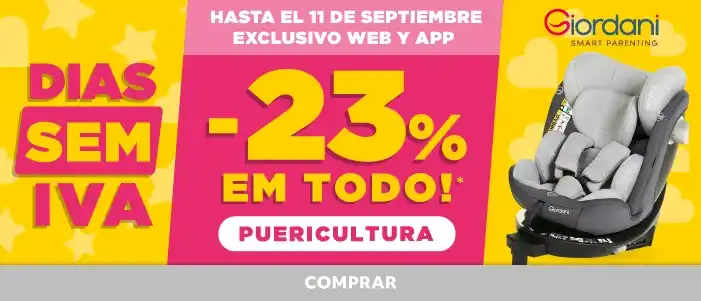 Dias sem IVA | Produtos para bebés, carrinhos, cadeiras auto, segurança e cuidados com o bebé