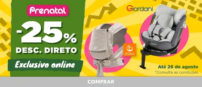 25% de desconto direto em seleção de artigos para bebe | Prenatal
