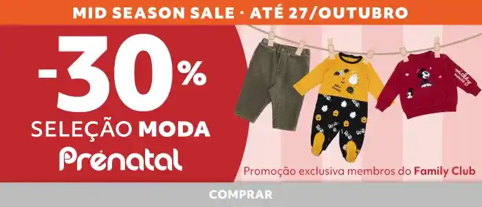 -30% em MODA para membros do Family Club | Prénatal